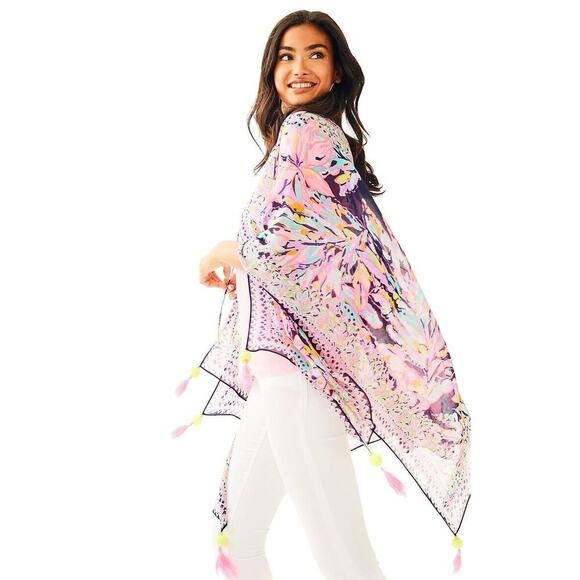 Lilly Pulitzer Tops - Sold Lilly Pulitzer Gauze Beach Coverup Tunic Top Open Front Boho Floral​